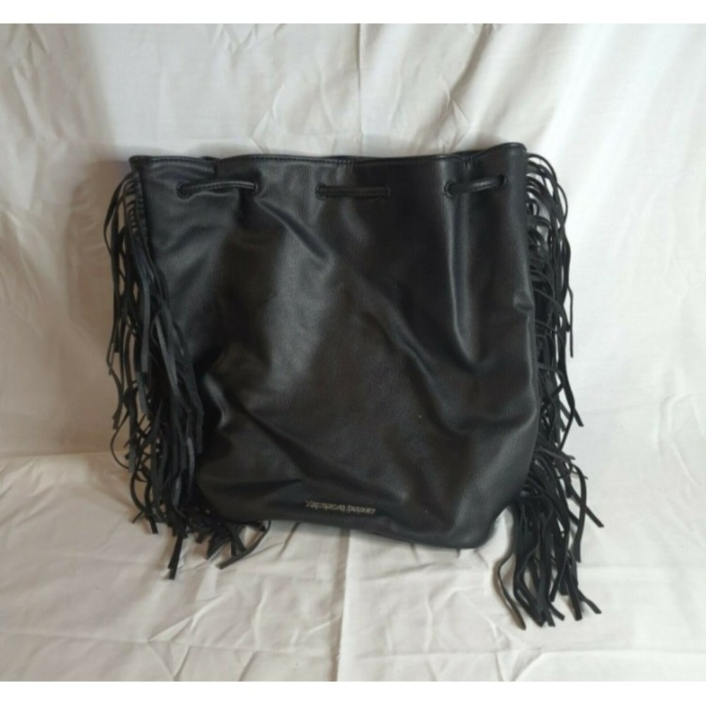 Victoria's Secret Fringe Black Backpack 14x14x6 Purse Bag Girls Women - Picture 1 of 4